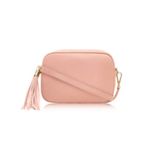 Baby Pink Leather Tassel Crossbody Bag