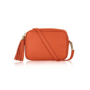 Burnt Orange Leather Tassel Crossbody Bag