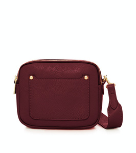 Burgundy Leather Double Zip Crossbody Bag