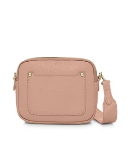 Smoke Rose Leather Double Zip Crossbody Bag