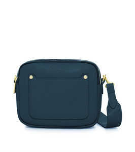 Teal Leather Double Zip Crossbody Bag