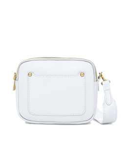 White Leather Double Zip Crossbody Bag