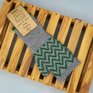 Green Herringbone Fingerless Gloves