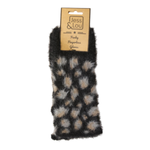 Black Leopard Fingerless Gloves